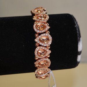 Rhinestone Teardrop Rose Gold Stretch Bracelet